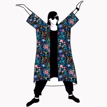 Embroidery Jersey kimono