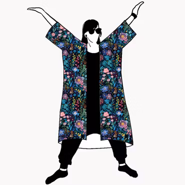 Embroidery Jersey kimono
