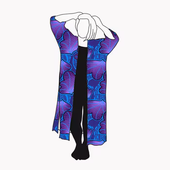 Funky leaf blue/purple Kaftan med slitsar
