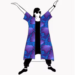 Funky leaf blue/purple Kimono/Kaftan