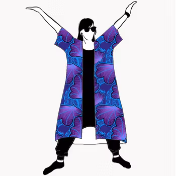 Funky leaf blue/purple Kimono/Kaftan
