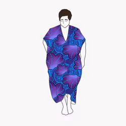 Funky leaf blue/purple Nya kaftan dress