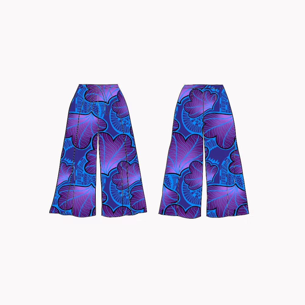 Funky leaf blue/purple Wrap pants
