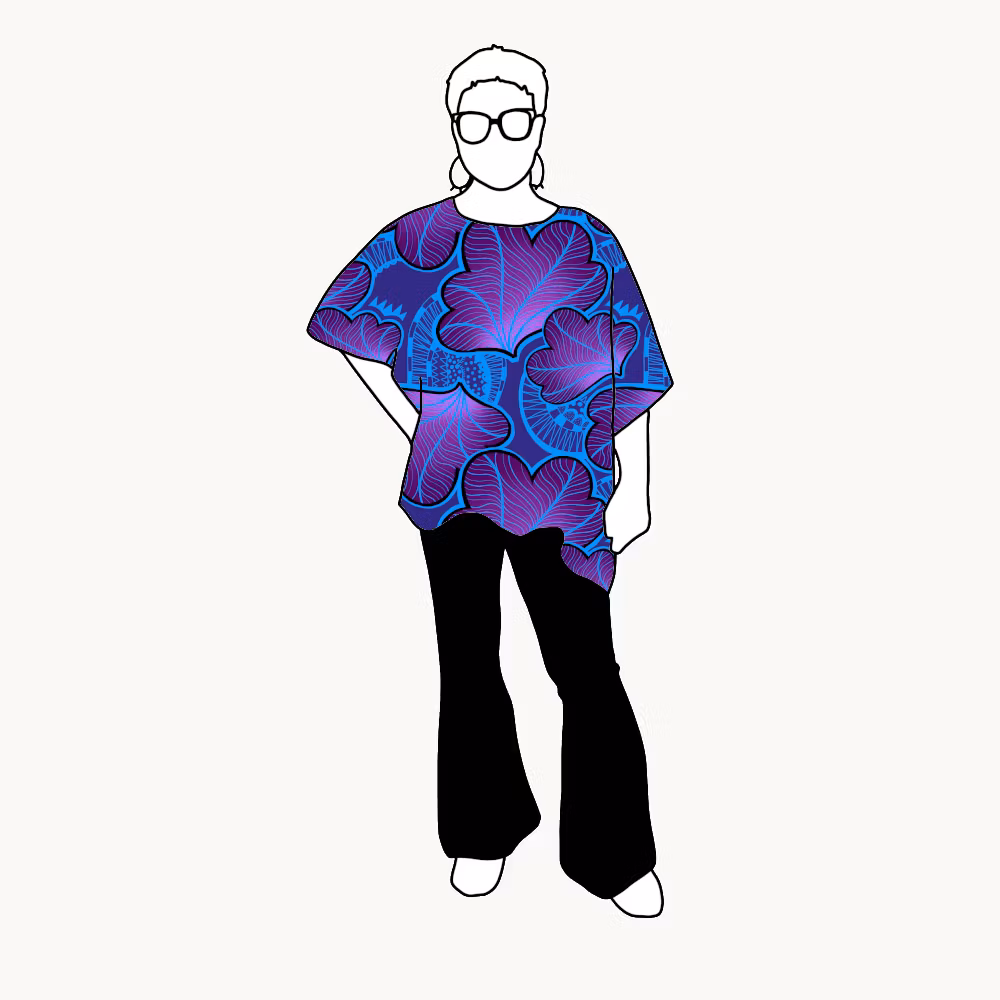 Funky leaf blue/purple Relaxed Top