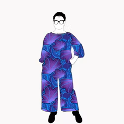 Funky leaf blue/purple All in one suit Viskos