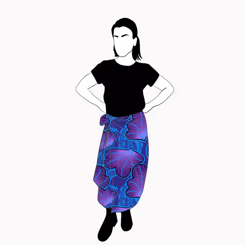 Funky leaf blue/purple Wrap skirt