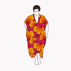 Funky leaf pink/orange Nya kaftan dress