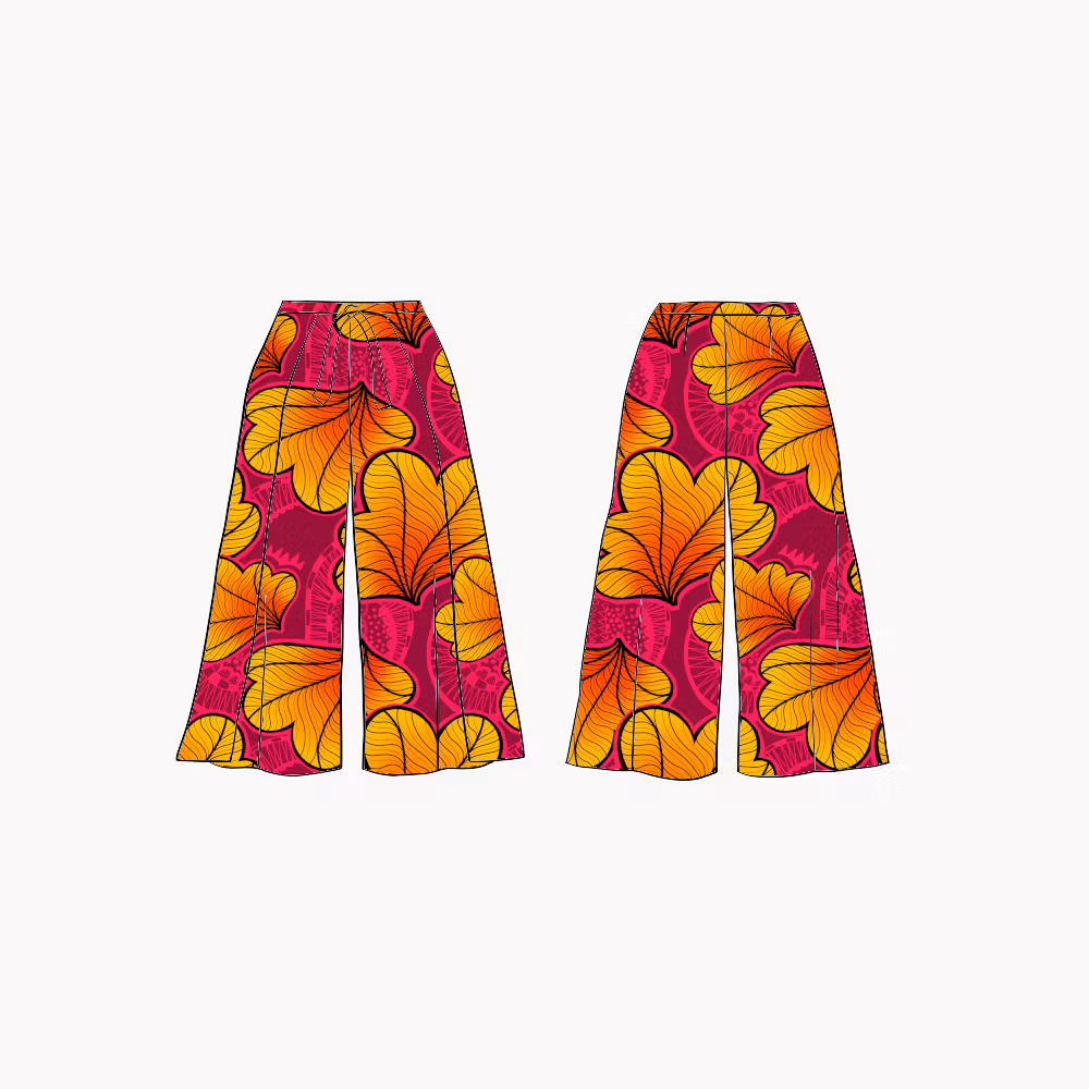 Funky leaf pink/orange Wrap pants