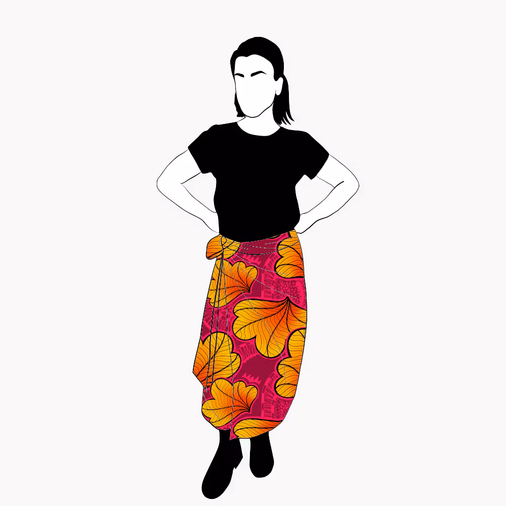 Funky leaf pink/orange Wrap skirt