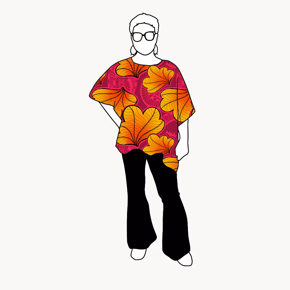 Funky leaf pink/orange Relaxed Top