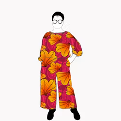 Funky leaf pink/orange All in one suit Viskos
