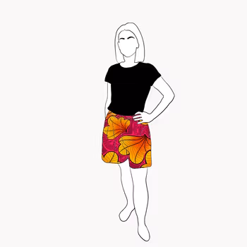 Funky leaf pink/orange Viskos-shorts