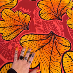 Funky leaf pink/orange Kimono Tee Viskos
