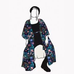 Embroidery Kaftan med knytband