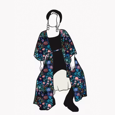 Embroidery Kaftan med knytband