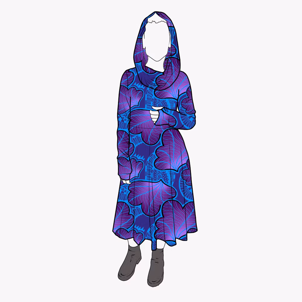 Cozy dress Funky Leaf Blue/Purple - Designa din egen klänning