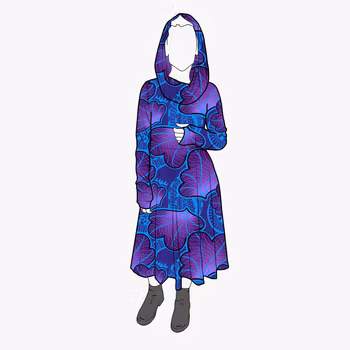Cozy dress Funky Leaf Blue/Purple - Designa din egen klänning