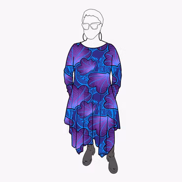Cozy dress Funky Leaf Blue/Purple - Designa din egen klänning