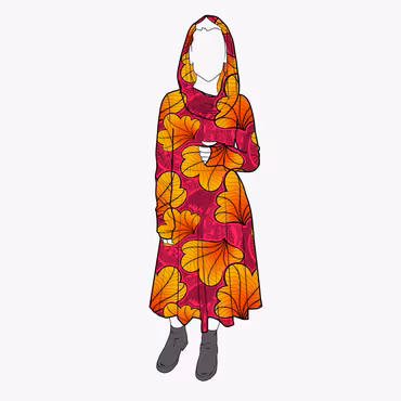 Cozy dress Funky Leaf Pink/Orange - Designa din egen klänning