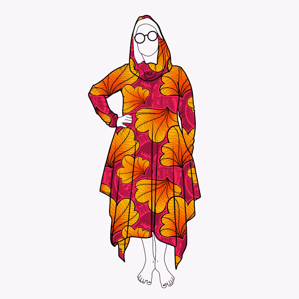 Cozy dress Funky Leaf Pink/Orange - Designa din egen klänning