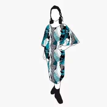 Fluid Teal Kimono Dress