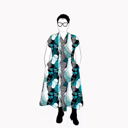 Fluid Teal Omlotten klänning