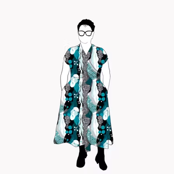 Fluid Teal Omlotten klänning