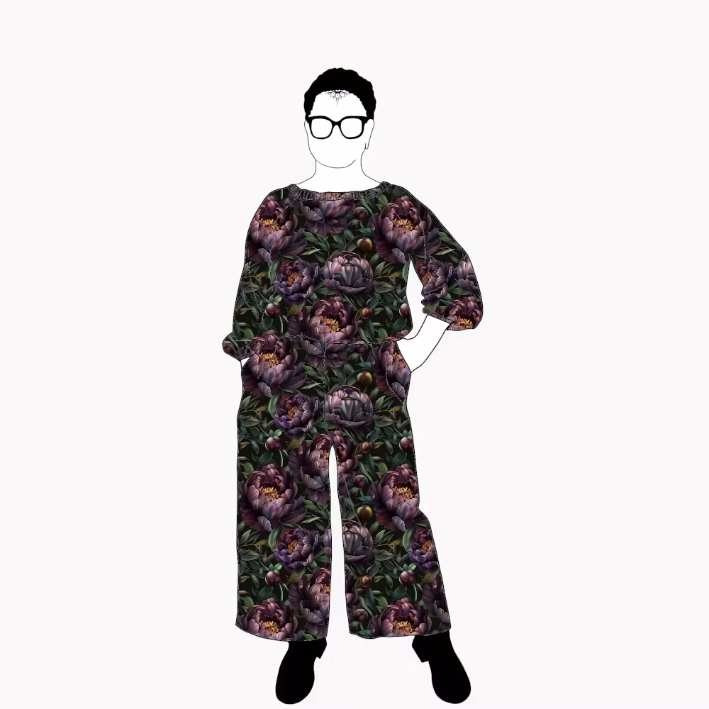 Peony night All in one suit