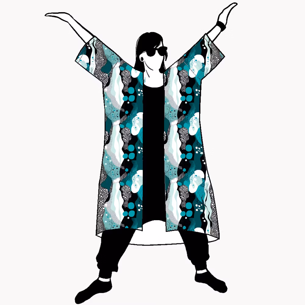 Fluid Teal Jersey kimono