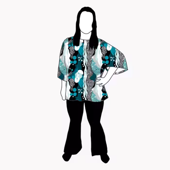 Fluid Teal Kimono Tee
