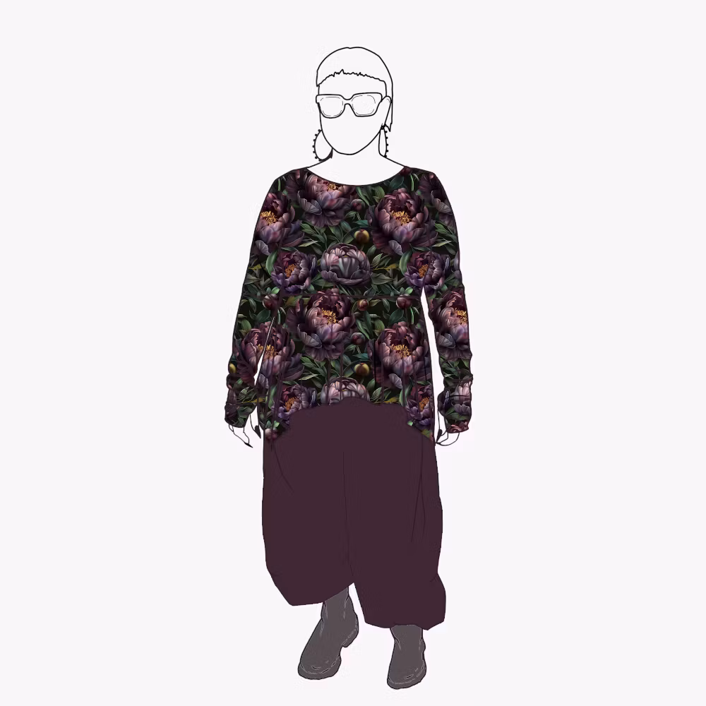 Peony night Peplum Top