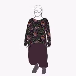 Peony night Peplum Top