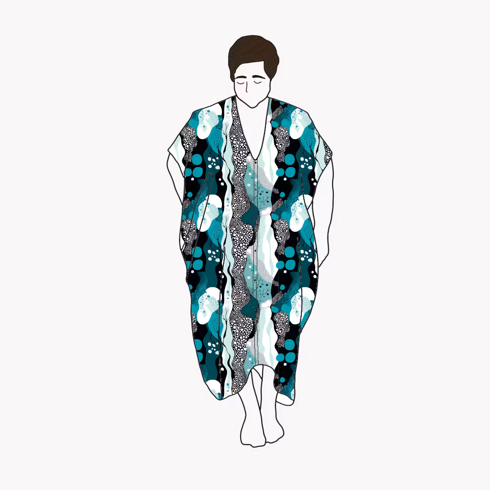 Fluid Teal Nya kaftan dress