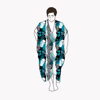 Fluid Teal Nya kaftan dress