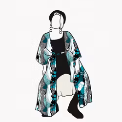 Fluid Teal Kaftan med knytband