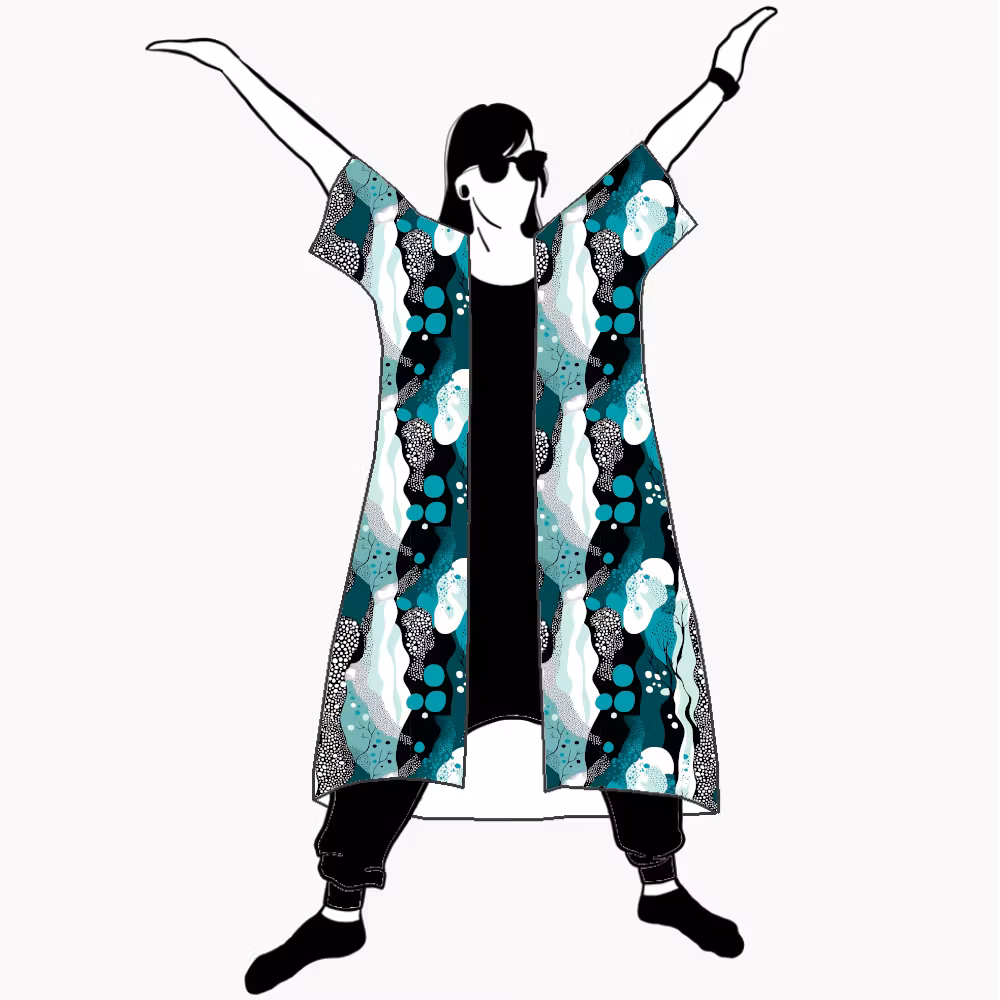Fluid Teal Kimono/Kaftan