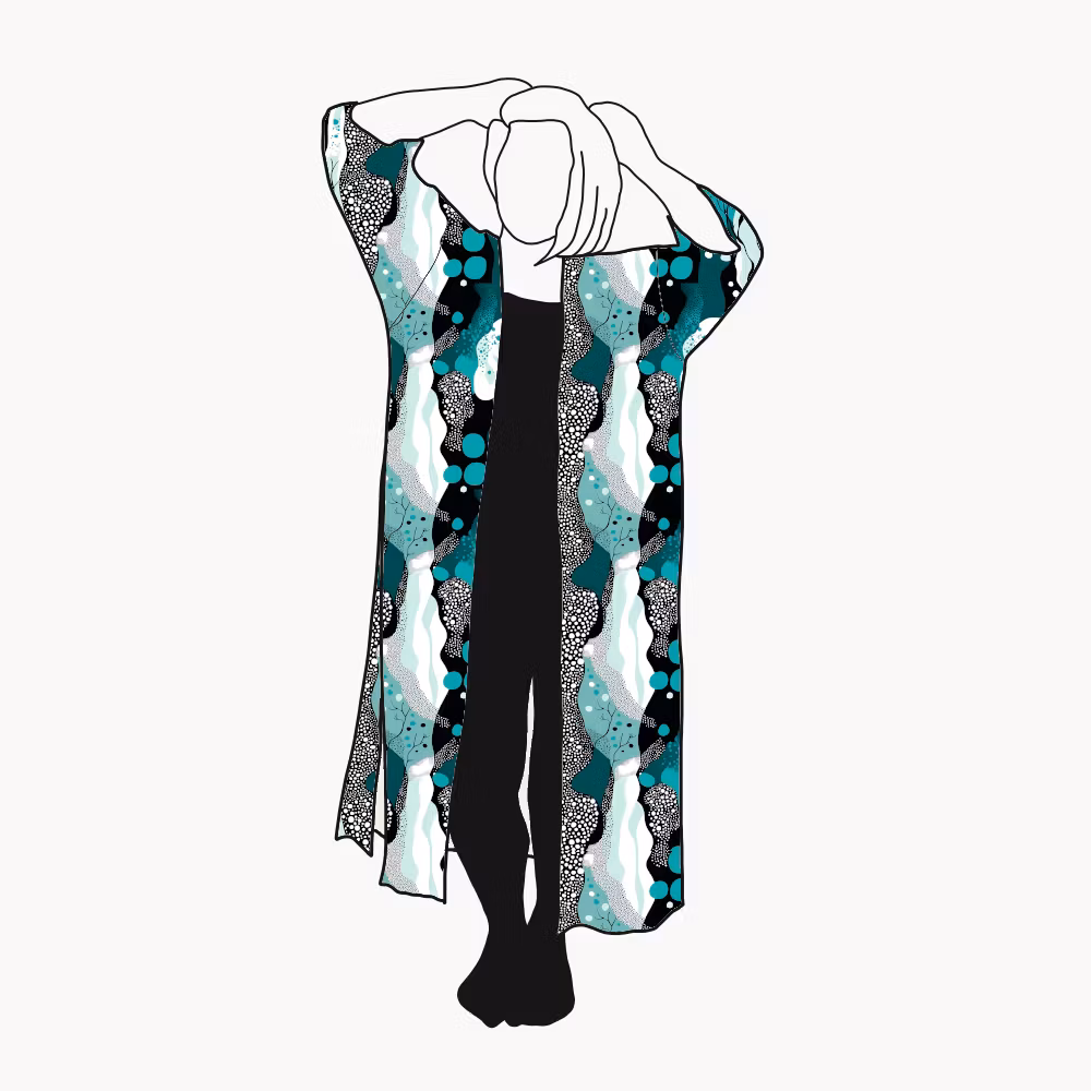 Fluid Teal Kaftan med slitsar