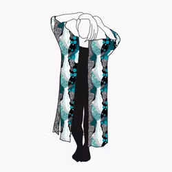 Fluid Teal Kaftan med slitsar