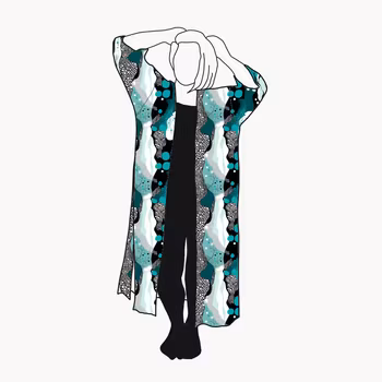 Fluid Teal Kaftan med slitsar