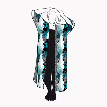 Fluid Teal Kaftan med slitsar