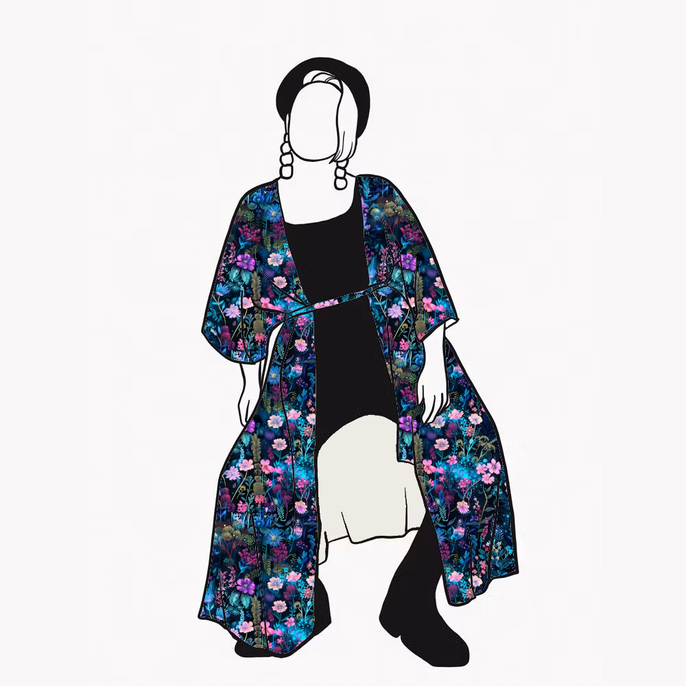 Neon Garden Kaftan med knytband