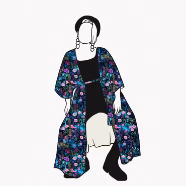 Neon Garden Kaftan med knytband