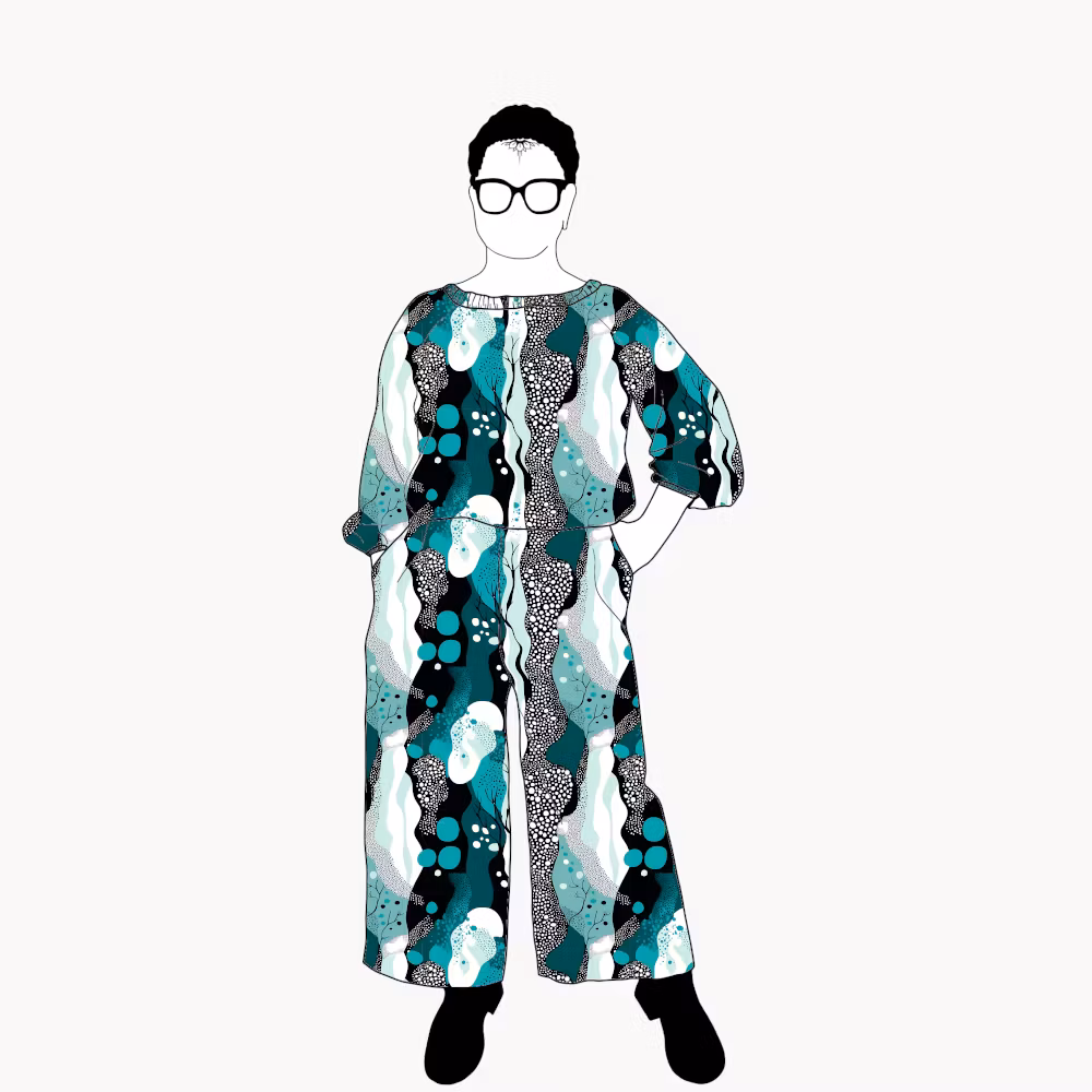 Fluid Teal All in one suit Viskos