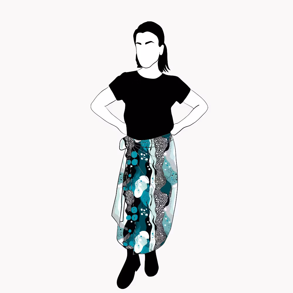 Fluid Teal Wrap skirt