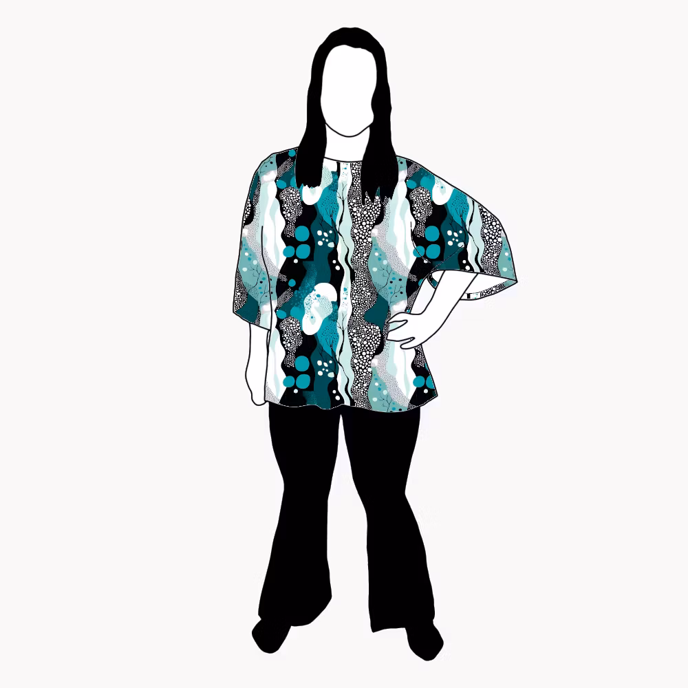 Fluid Teal Kimono Tee Viskos