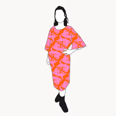 Panter Pink/Orange Kimono Dress