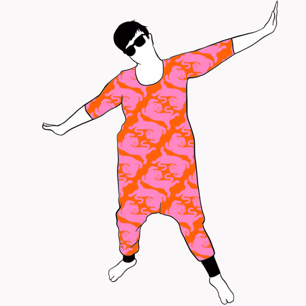 Panter Pink/Orange Jumpsuit (alla ärmlängder)
