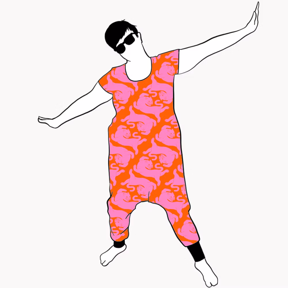Panter Pink/Orange Jumpsuit (alla ärmlängder)