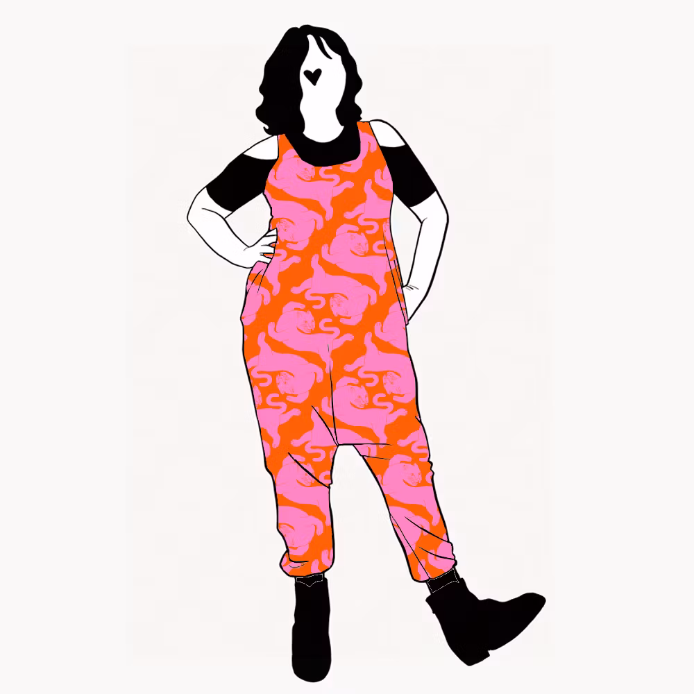 Panter Pink/Orange Jumpsuit (alla ärmlängder)