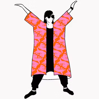 Panter Pink/Orange Jersey kimono